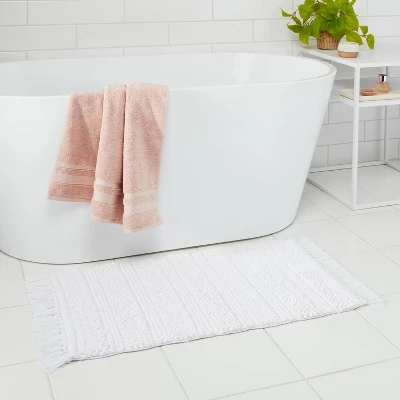20"x32" Knit Striped Chenille Bath Rug Fringe White - Threshold™ 20"x32" Knit Striped Chenille Bath Rug Fringe White - Threshold™ -Bathroom Products Store GUEST c5488311 a42f 4d20 a8bb 4922d6a893a5