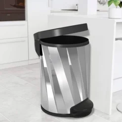 5L Round Metal Step Trash Can Wastebasket Steel - Nu Steel