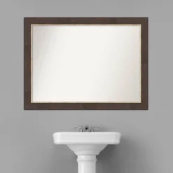 43" X 32" Non-Beveled Lined Bathroom Wall Mirror Bronze - Amanti Art -Bathroom Products Store GUEST c93fcf35 0df1 4f12 8f50 16497ffd84ce