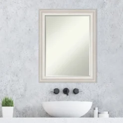 Amanti Art Trio White Wash Silver Petite Bevel Bathroom Wall Mirror 28.5 X 22.5 In. -Bathroom Products Store GUEST cbc8d8ff 55a0 4180 8a5a 6df7afe60621