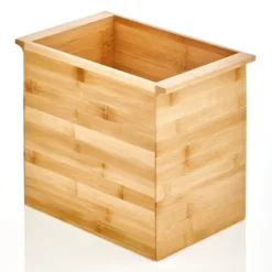 MDesign Bamboo Small Trash Can Wastebasket - Eco-Friendly - Natural -Bathroom Products Store GUEST d01603d8 123e 4da3 817d 1cb124588ff5