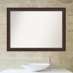 43" X 32" Non-Beveled Lara Wood Bathroom Wall Mirror Bronze - Amanti Art -Bathroom Products Store GUEST d17d66e7 ab7c 4bca 8e25 6dc2122c89f9