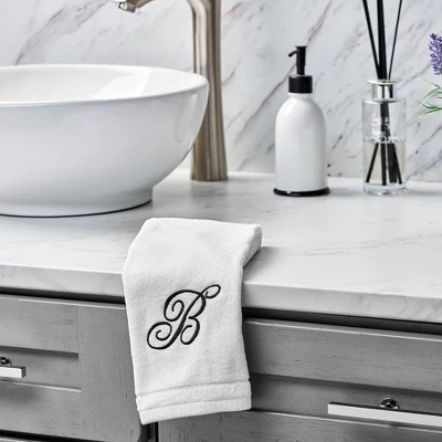 Creative Scents Set of 2 White Fingertip Monogrammed Towels, Black Embroidered Creative Scents Set Of 2 White Fingertip Monogrammed Towels, Black Embroidered -Bathroom Products Store GUEST d40e7e8f 9f77 4beb a7fd fe0116f70f25