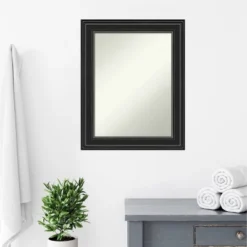 24" X 30" Non-Beveled Ridge Black Bathroom Wall Mirror - Amanti Art -Bathroom Products Store GUEST d54f91bd 30f2 4c7e a62f 7a34cb6f8e37