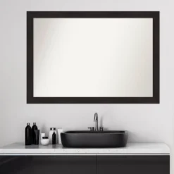 40" X 28" Non-Beveled Furniture Narrow Bathroom Wall Mirror Espresso Brown - Amanti Art -Bathroom Products Store GUEST d68f7082 db18 49d4 9628 12b239ef7297