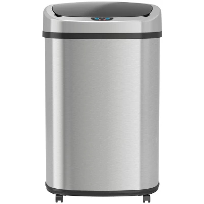 iTouchless Rolling Sensor Kitchen Trash Can with Wheels and AbsorbX Odor Filter Oval 13 Gallon Silver Stainless Steel ITouchless Rolling Sensor Kitchen Trash Can With Wheels And AbsorbX Odor Filter Oval 13 Gallon Silver Stainless Steel -Bathroom Products Store GUEST d7a7db51 bb02 438c bdc3 758327a47270