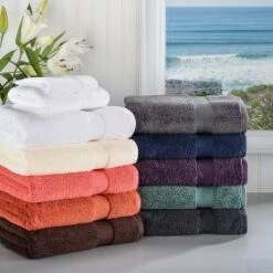 Contemporary Quick-Drying Zero-Twist Cotton 3-Piece Towel Set - Blue Nile Mills -Bathroom Products Store GUEST d7d57a3f e426 4323 b7cc 16f29e1cce16