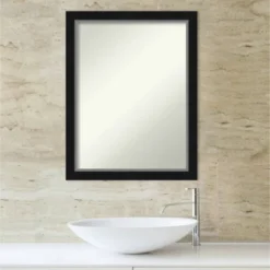 21" X 27" Non-Beveled Eva Narrow Bathroom Wall Mirror Black - Amanti Art -Bathroom Products Store GUEST d8e88947 339c 422d 89f5 bf302abf9a6b