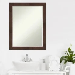 Amanti Art Wildwood Brown Narrow Petite Bevel Bathroom Wall Mirror 27.25 X 21.25 In. 7 Amanti Art Wildwood Brown Narrow Petite Bevel Bathroom Wall Mirror 27.25 X 21.25 In. -Bathroom Products Store GUEST d916a4e9 510f 4ee2 b419 a98ad3848935