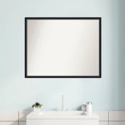 29" X 23" Non-Beveled Lucie Wood Bathroom Wall Mirror Black - Amanti Art -Bathroom Products Store GUEST d92640f9 65c0 41be 8512 de6408da22c2