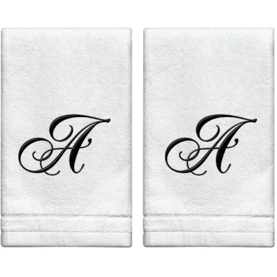 Creative Scents Set of 2 White Fingertip Monogrammed Towels, Black Embroidered Creative Scents Set Of 2 White Fingertip Monogrammed Towels, Black Embroidered -Bathroom Products Store GUEST d9e1e269 32b4 47d5 bcf1 597d46ee9ccd