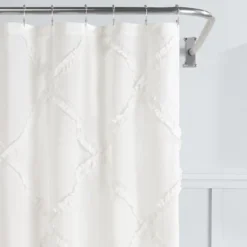 Laura Ashley Adelina 100% Cotton - Shower Curtain, White- 72" X 72"