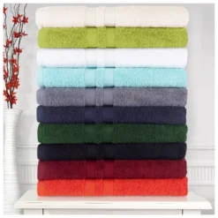 Cotton 6 Piece Bath Towel Set, Plush And Quick Drying, Classic Ionic Jacquard Border And Embroidered Trim By Blue Nile Mills -Bathroom Products Store GUEST dc0bb5a3 5099 4be4 bd79 4f5e57562b01