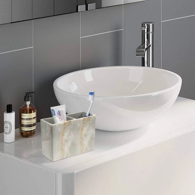 Stone Hedge Resin Decorative Toothbrush Holder - Nu Steel Stone Hedge Resin Decorative Toothbrush Holder - Nu Steel -Bathroom Products Store GUEST df58ca0d 19da 4763 b528 e22ff3b76bff