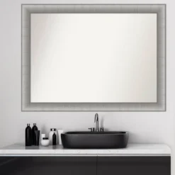 43" X 32" Non-Beveled Elegant Bathroom Wall Mirror Brushed Pewter - Amanti Art -Bathroom Products Store GUEST e394b7cb 3e60 4419 8917 73977e8eca21