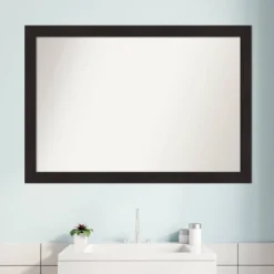 40" X 28" Non-Beveled Furniture Narrow Bathroom Wall Mirror Espresso Brown - Amanti Art -Bathroom Products Store GUEST e4416c86 49fb 4507 a3e1 23c4643a25cb