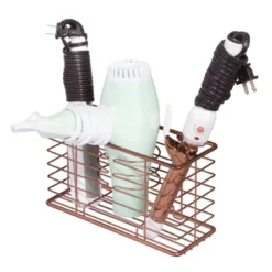 MDesign Metal Wall Mount Hair Care & Styling Tool Storage Basket
