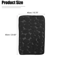 Unique Bargains Cobblestone Pattern Bathroom Rugs Polyester Bath Mat Machine Washable Black 23.62"x15.75" -Bathroom Products Store GUEST e5ae48e5 2e7f 4b51 940a 5d9501d07229
