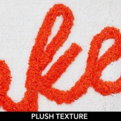 MDesign Soft Cotton Spa Mat Bathroom Rug, "Take It Off" Design - Orange Multi