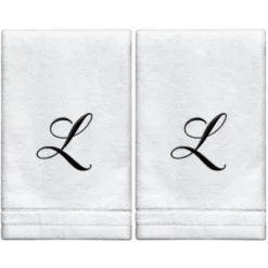 Creative Scents Set Of 2 White Fingertip Monogrammed Towels, Black Embroidered 19 Creative Scents Set Of 2 White Fingertip Monogrammed Towels, Black Embroidered -Bathroom Products Store GUEST ea394e0d dcef 4972 b5dd 0d90ba80f647