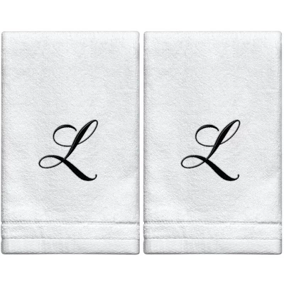 Creative Scents Set of 2 White Fingertip Monogrammed Towels, Black Embroidered Creative Scents Set Of 2 White Fingertip Monogrammed Towels, Black Embroidered -Bathroom Products Store GUEST ea394e0d dcef 4972 b5dd 0d90ba80f647