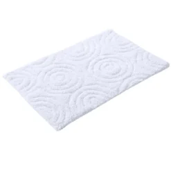 Knightsbridge Beautiful Circle Design Premium Quality Year Round Cotton With Non-Skid Back Bath Rug White -Bathroom Products Store GUEST ec4efafc 5327 41cb 8f5c 9cc58669a473