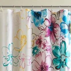 Skye Polyester Printed Shower Curtain Blue