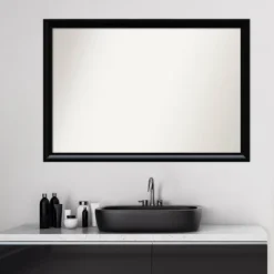 39" X 27" Non-Beveled Steinway Black Scoop Wood Bathroom Wall Mirror - Amanti Art -Bathroom Products Store GUEST ef1bc286 6d8c 45cc 9f06 57a63c114ff2