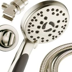 High Pressure 6 Setting Luxury Handheld Shower Head With Extra Wall Bracket Nickel - Aquabar 8 High Pressure 6 Setting Luxury Handheld Shower Head With Extra Wall Bracket Nickel - Aquabar -Bathroom Products Store GUEST ef4aacd7 1c81 4af0 9258 9c5a8c88e381