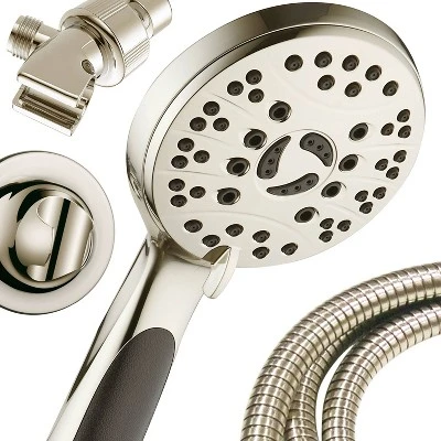 High Pressure 6 Setting Luxury Handheld Shower Head with Extra Wall Bracket Nickel - Aquabar High Pressure 6 Setting Luxury Handheld Shower Head With Extra Wall Bracket Nickel - Aquabar -Bathroom Products Store GUEST ef4aacd7 1c81 4af0 9258 9c5a8c88e381