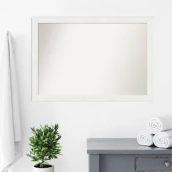 40" X 28" Non-Beveled Vanity White Narrow Bathroom Wall Mirror - Amanti Art -Bathroom Products Store GUEST ef668a14 f4e7 4fbf a2b7 7d96e65de724