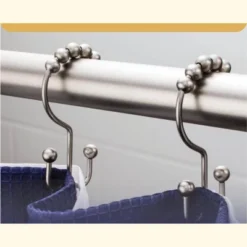 2lbDepot Double Shower Curtain Hooks Rings (Brushed Nickel - Set Of 12 -Bathroom Products Store GUEST ef9da267 2b12 411e 9988 823cd34dc744
