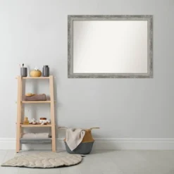 43" X 32" Non-Beveled Waveline Silver Narrow Bathroom Wall Mirror - Amanti Art -Bathroom Products Store GUEST f0ae5a2c 0775 4b5e b925 0b3cd9cc089a