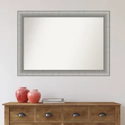 41" X 29" Non-Beveled Elegant Bathroom Wall Mirror Brushed Pewter - Amanti Art -Bathroom Products Store GUEST f4da96db e5c1 40c1 af09 753244f24726
