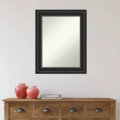 24" X 30" Non-Beveled Ridge Black Bathroom Wall Mirror - Amanti Art -Bathroom Products Store GUEST f6637a2d 8f4d 4fda 961d da797f1bf3dc