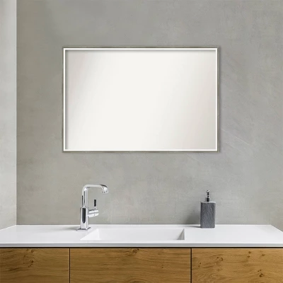 37" x 25" Non-Beveled Lucie Wood Bathroom Wall Mirror Silver - Amanti Art 37" X 25" Non-Beveled Lucie Wood Bathroom Wall Mirror Silver - Amanti Art -Bathroom Products Store GUEST fa417b16 90e9 4eb0 9af1 9f490426c5f4