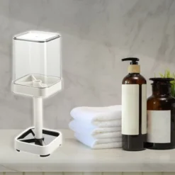 Unique Bargains Toothbrush Holder Stand With Cover With 3 Slots ABS For Bathroom For Toothpaste White 8.86''x2.87'' 1Pc -Bathroom Products Store GUEST fcf0ee19 2e58 4c5c ad96 0d03907504eb