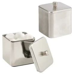 MDesign Square Metal Bathroom Vanity Canister Apothecary Jar 2 Pack -Bathroom Products Store GUEST fd288dfb 3c0b 422e adb5 28ed8b688580