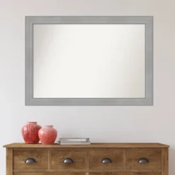 40" X 28" Non-Beveled Vista Brushed Nickel Bathroom Wall Mirror - Amanti Art -Bathroom Products Store GUEST fe1ae11c 762d 487e 8673 594b1403fd7b