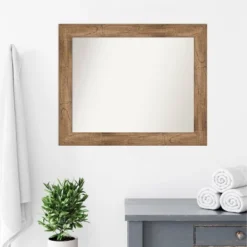 34" X 28" Non-Beveled Owl Wood Bathroom Wall Mirror Brown - Amanti Art -Bathroom Products Store GUEST fff2d493 530e 464a 8b72 264e0117a04d